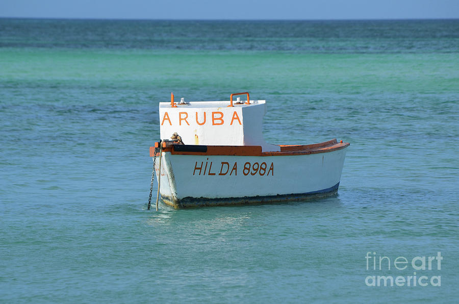 Fishermans Boat off Palm Beach In Aruba #1 Photograph by DejaVu Designs