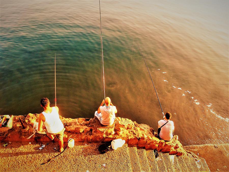 Fishermen in Beirut  #1 Photograph by Funkpix Photo Hunter