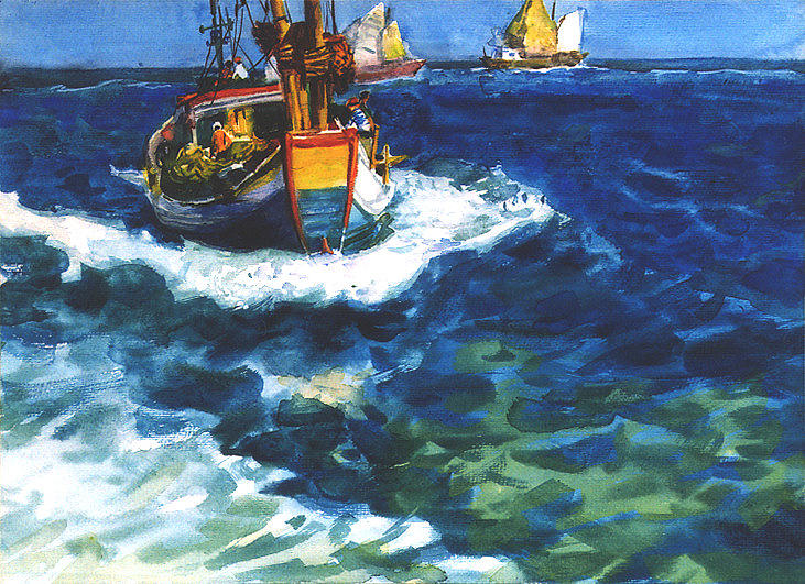 Boat Painting - Fishing boat by Guanyu Shi
