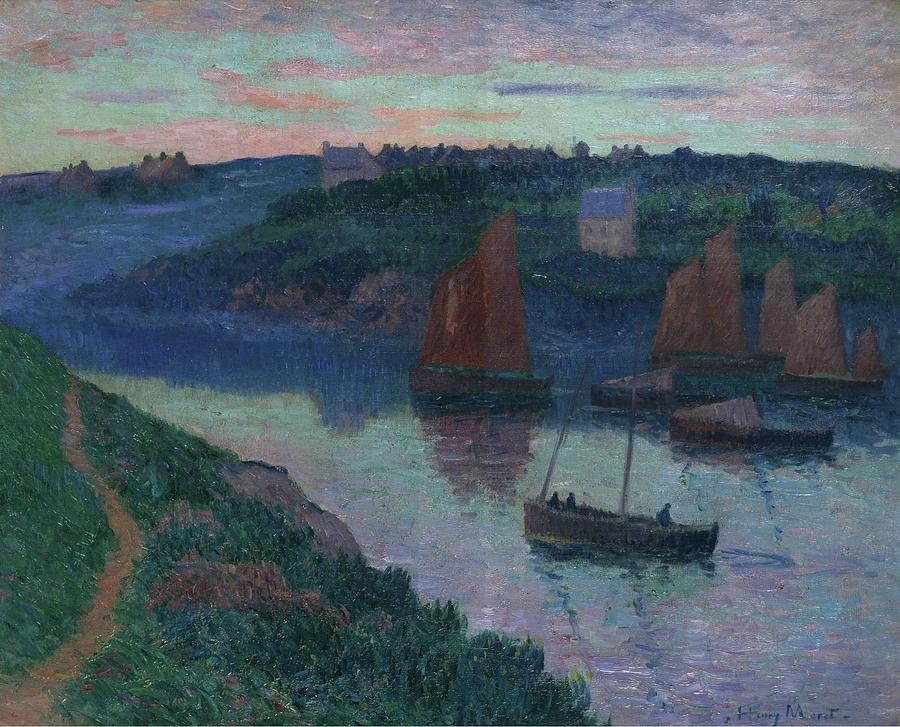 Fishing Boats in Brittany #1 Painting by Henri Moret