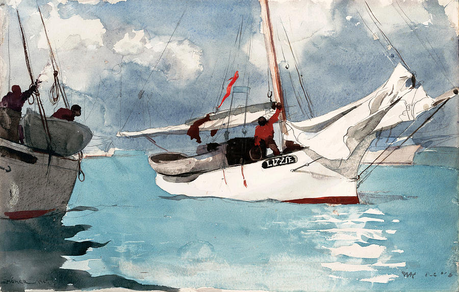 Fishing Boats. Key West Drawing by Winslow Homer