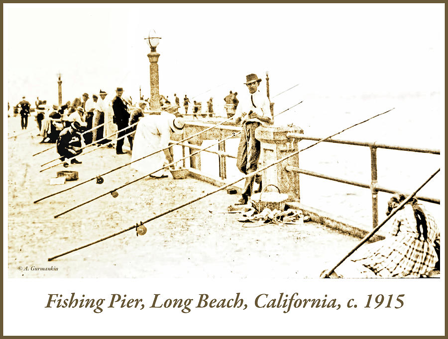 Fishing Pier, Long Beach, California, c. 1915 #1 Photograph by A Macarthur Gurmankin
