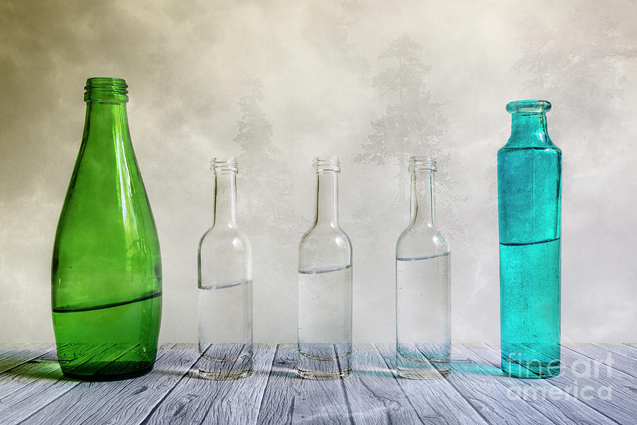 Still Life Photograph - Five bottles #1 by Veikko Suikkanen