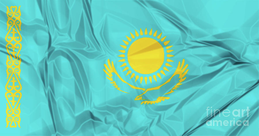 Flag of Kazakhstan #1 Digital Art by Benny Marty