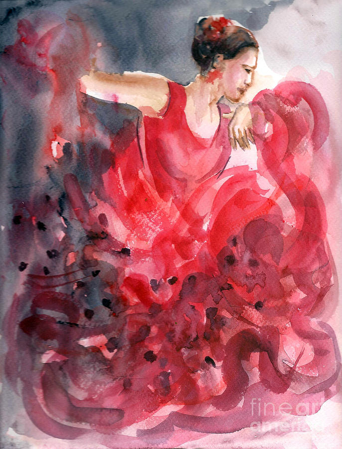 Flamenco dancer #1 Painting by Asha Sudhaker Shenoy