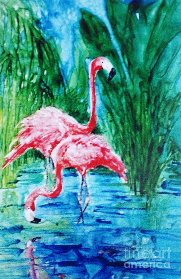Flamingos #1 Painting by Suzanne Krueger