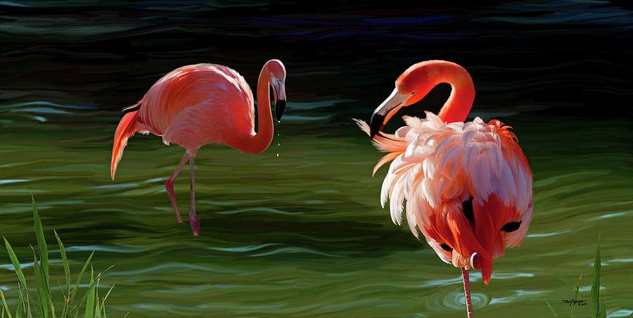 Flamingos #1 Digital Art by Thanh Thuy Nguyen