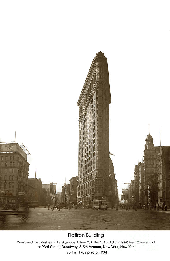 New York City Photograph - Flat Iron Building New York City 1904 #1 by Monterey County Historical Society