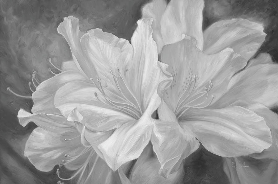 Fleurs Blanches - Black and White Painting by Lucie Bilodeau