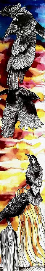 Flight of the Raven Tapestry - Textile by Karla Kay Benjamin