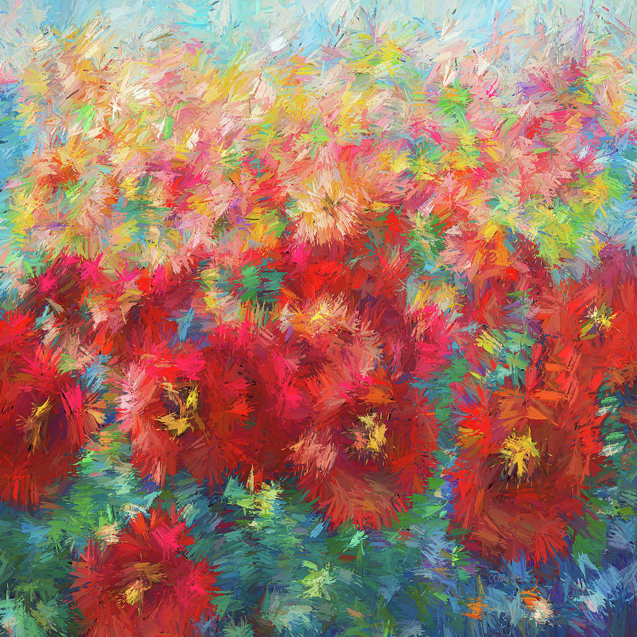 Floral Abstract #3 Painting by Lena Owens - OLena Art Vibrant Palette Knife and Graphic Design