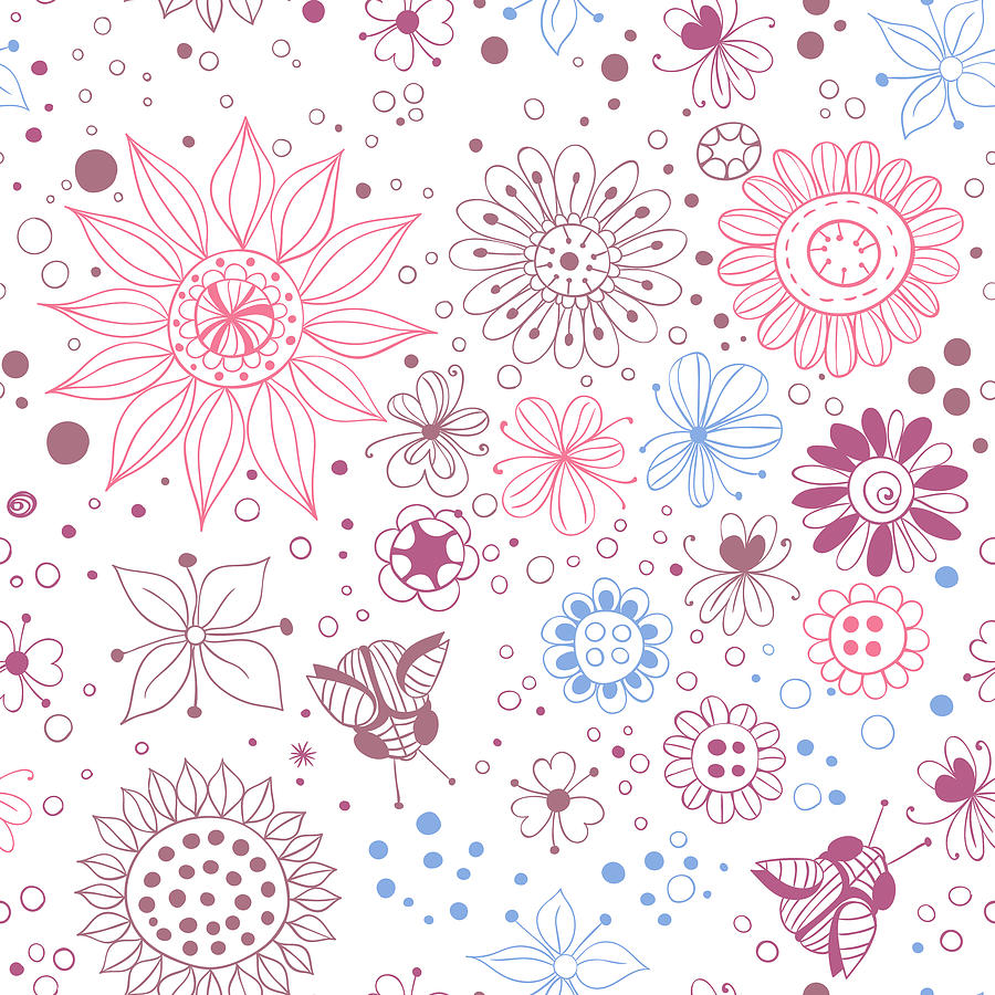 Butterfly Digital Art - Floral doodles #1 by Katerina Kirilova