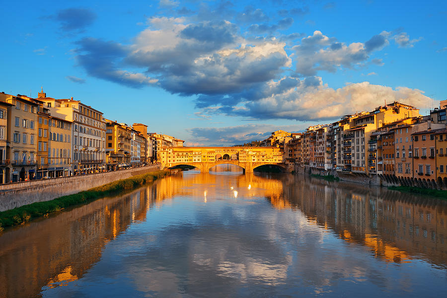 Florence Ponte Vecchio sunrise #1 Photograph by Songquan Deng