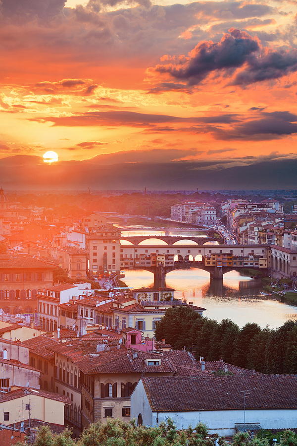Florence skyline sunset #1 Photograph by Songquan Deng