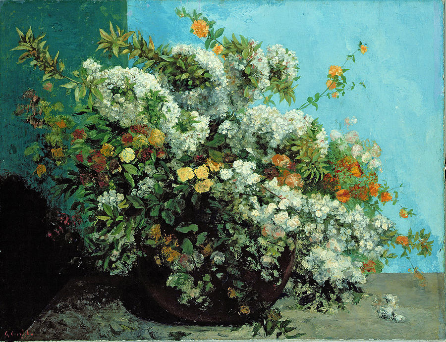 Flowering Branches and Flowers #3 Painting by Gustave Courbet