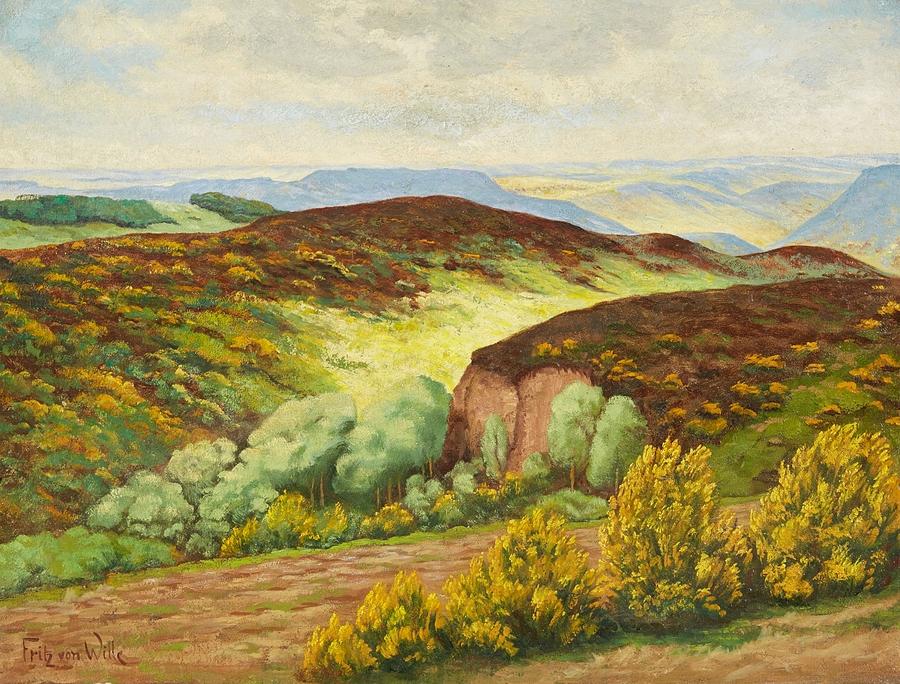 Flowering Gorse in the Eifel #1 Painting by MotionAge Designs