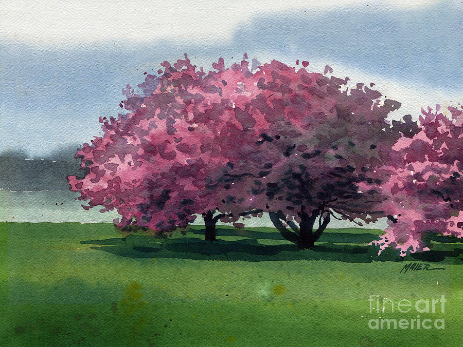 Flowering Trees #2 Painting by Donald Maier