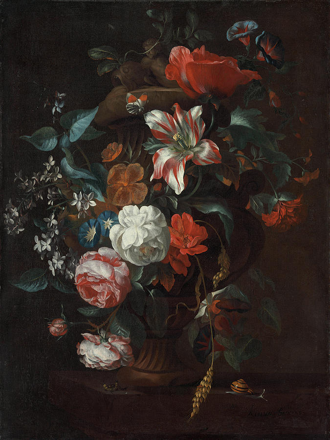 Still Life Painting - Flowers in a Vase #1 by Philip van Kouwenbergh