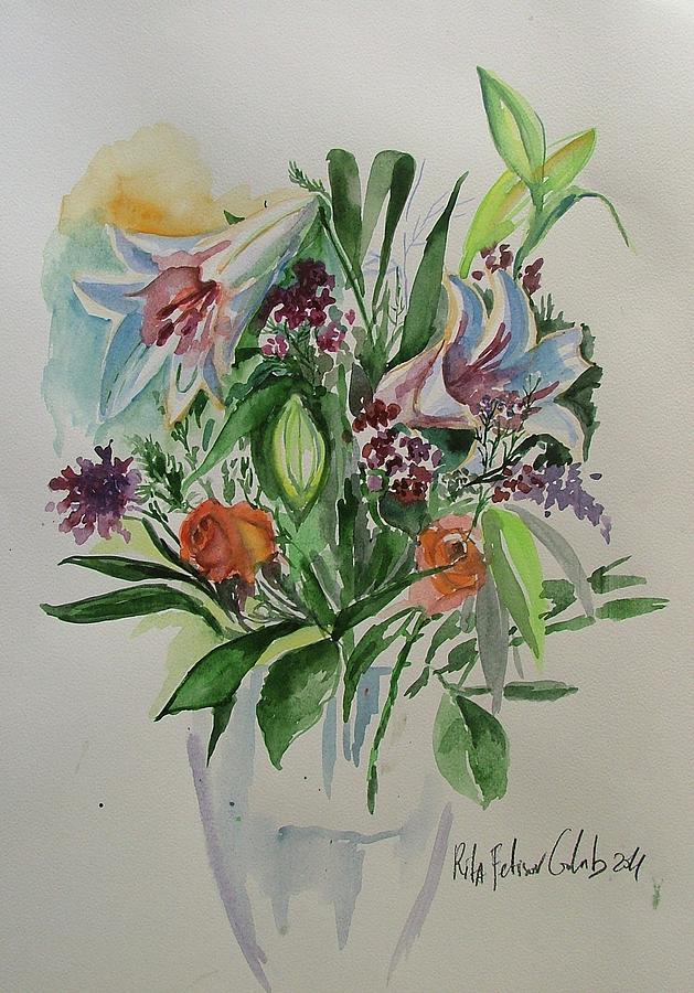 Flowers In Vase Painting by Rita Fetisov