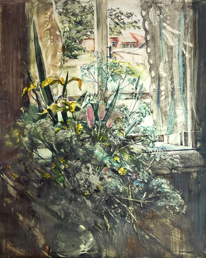 Flower Painting - Flowers Near The Window #1 by Nikolay Malafeev