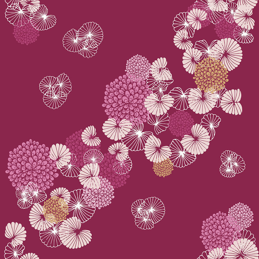 Flower Photograph - Flowers Seamless Pattern on Dark Pink by Paula Ohreen