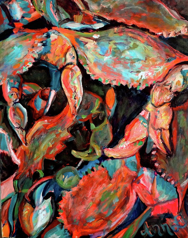 Flustered Crabs #1 Painting by Ann Lutz