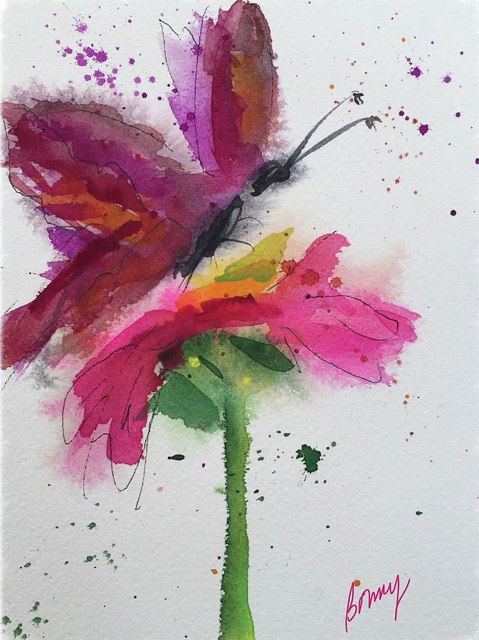 Flutter and Flower #1 Painting by Bonny Butler