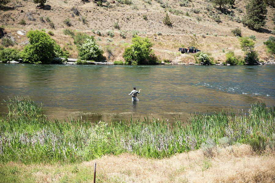 Fly Fishing on the Deschutes River #1 Photograph by Tom Cochran