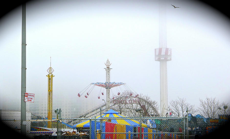 Foggy Coney Island #1 Photograph by Frank Winters