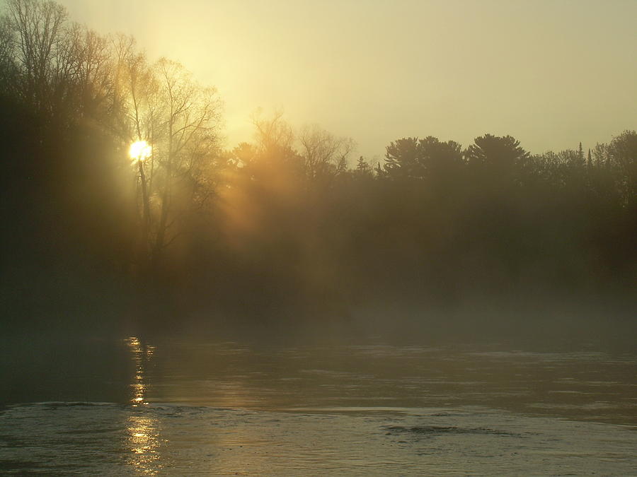 Foggy Mississippi river Sunrise #1 Photograph by Kent Lorentzen