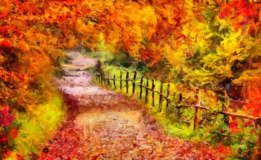 Fall Foliage Path 2 Digital Art by Caito Junqueira