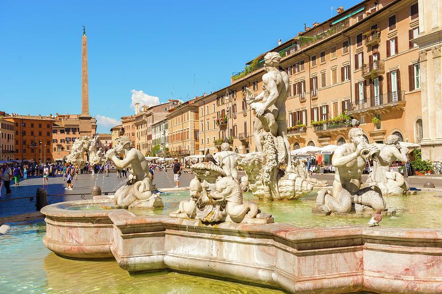 Fontana del Moro in Rome, Italy #1 Photograph by Marek Poplawski