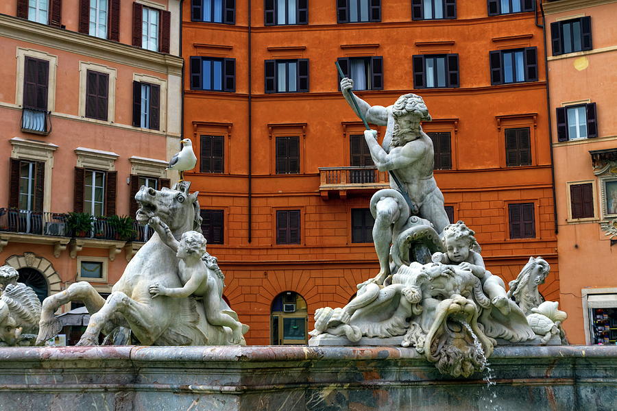 Fontana del Nettuno, fountain of Neptune, Piazza Navona, Roma, Italy #1 Photograph by Elenarts - Elena Duvernay photo