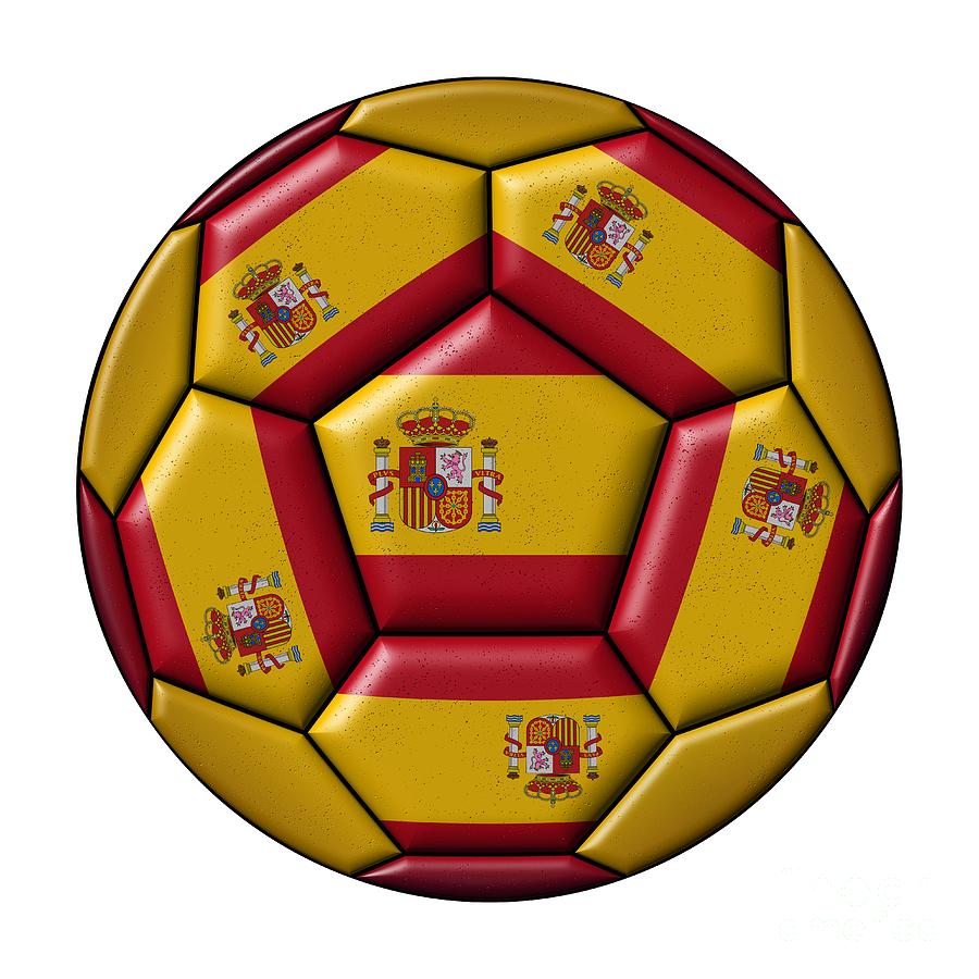Football ball with Spanish flag #1 Digital Art by Michal Boubin
