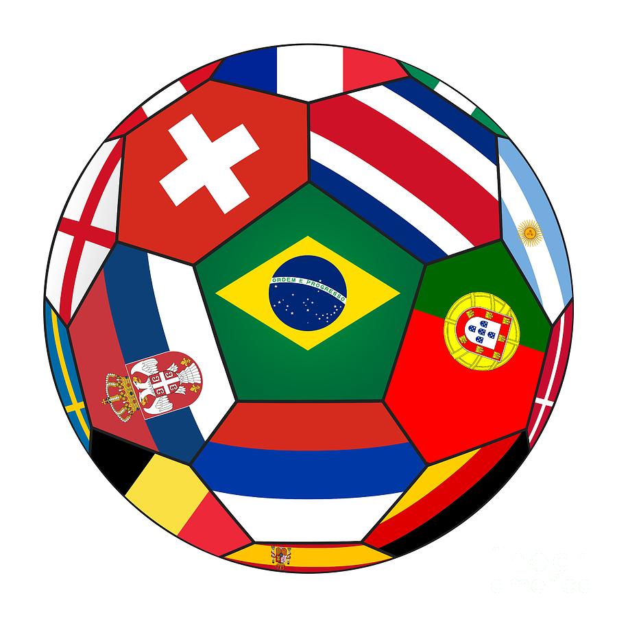 Abstract Digital Art - Football ball with various flags #1 by Michal Boubin