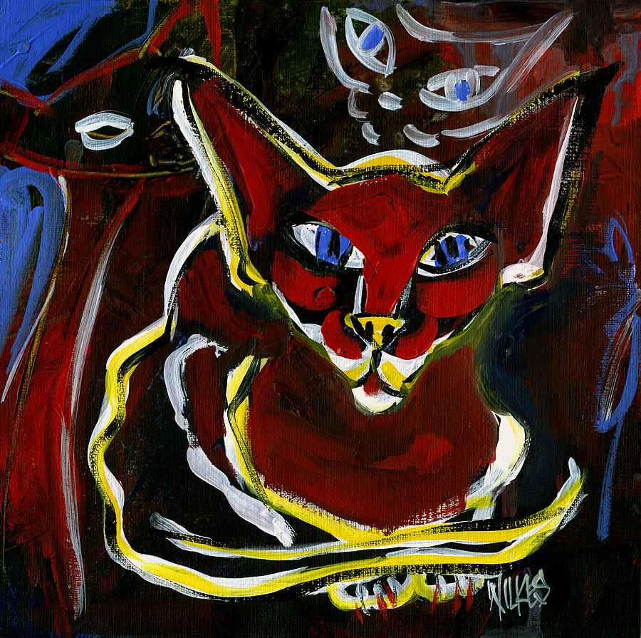 Foreign White Cat #1 Painting by Leanne WILKES