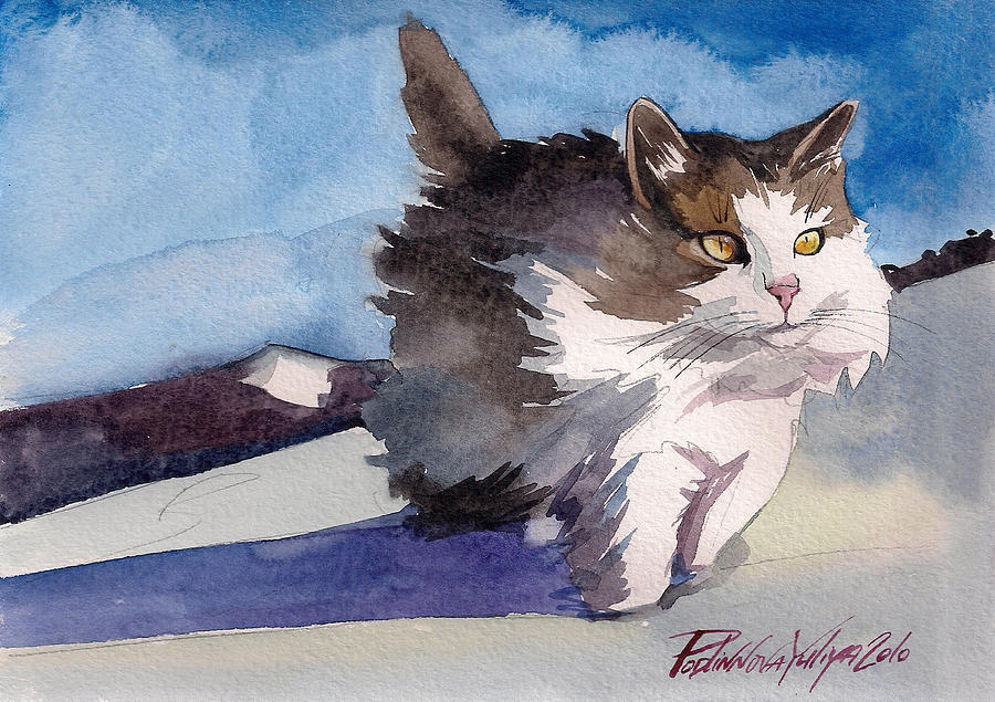 Forest Cat #1 Painting by Yuliya Podlinnova