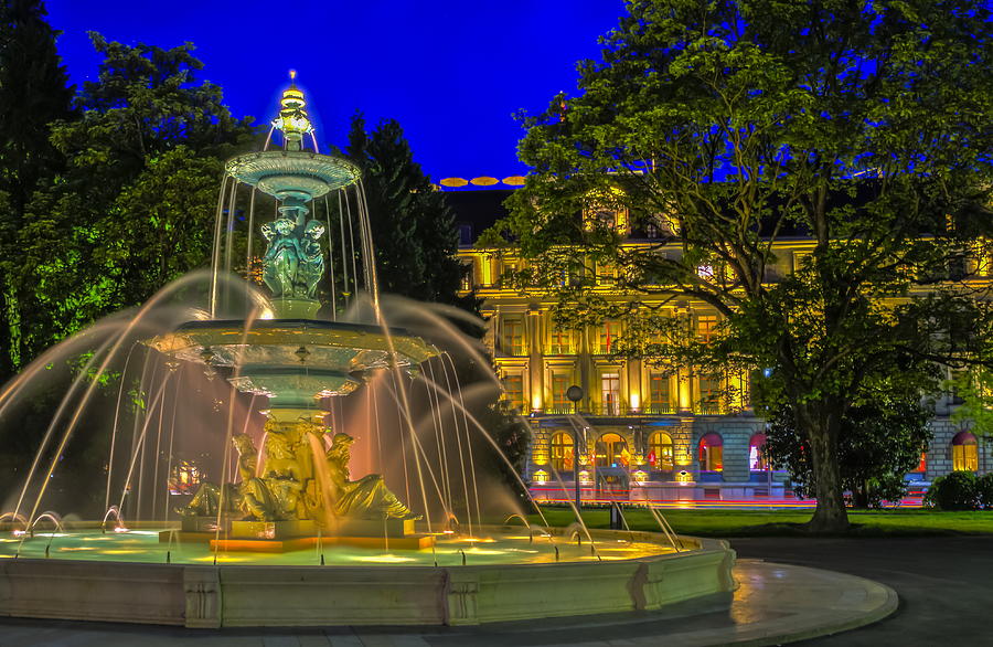 Fountain at the English garden, Geneva, Switzerland, HDR #1 Photograph by Elenarts - Elena Duvernay photo