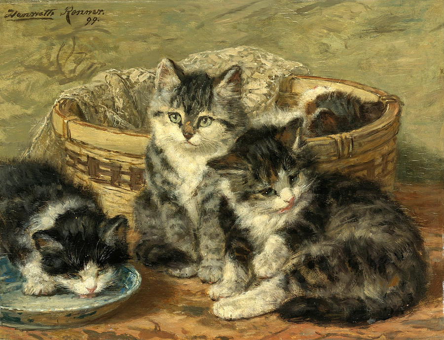 Four Kittens #2 Painting by Henriette Ronner-Knip