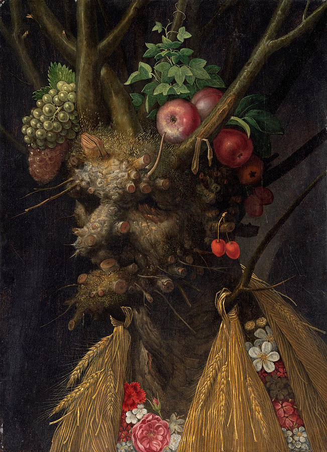 Four Seasons in One Head #1 Painting by Giuseppe Arcimboldo