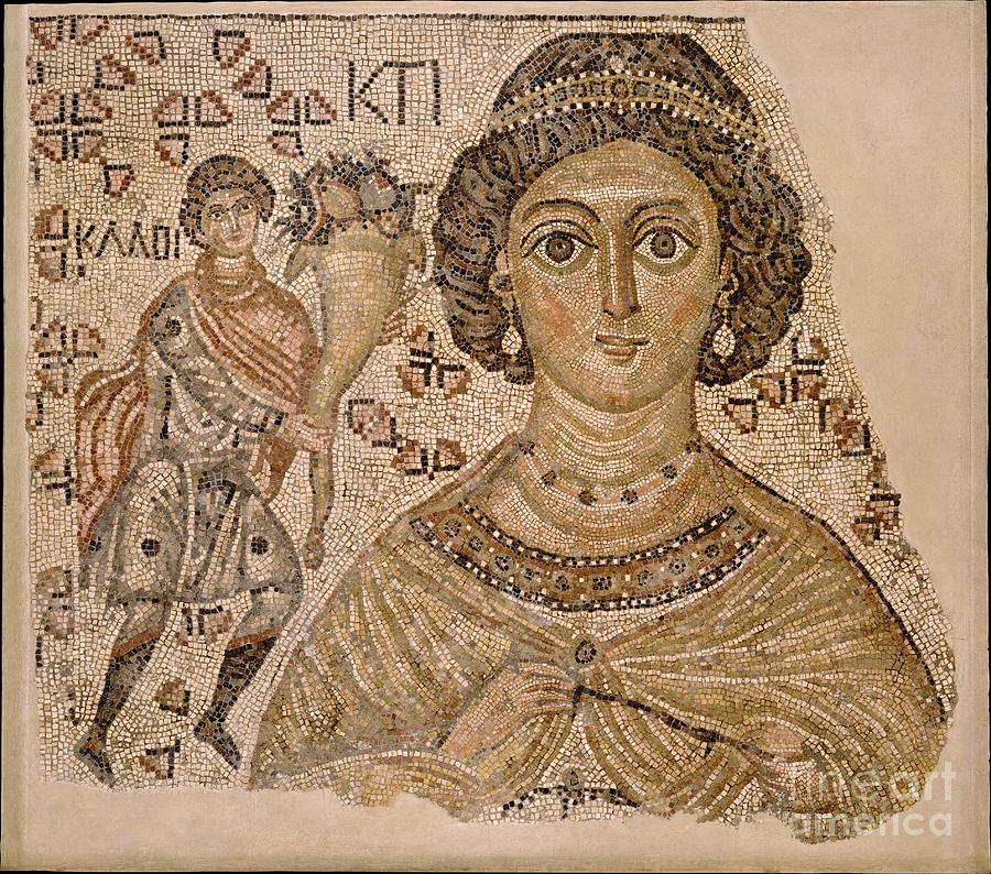 Fragment of a Floor Mosaic with a Personification of Ktisis #1 Painting by Celestial Images