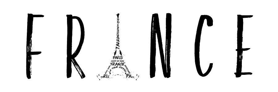 Paris Digital Art - FRANCE Typography Panoramic #1 by Melanie Viola