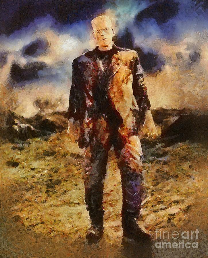Hollywood Painting - Frankenstein, Classic Vintage Horror #1 by Esoterica Art Agency