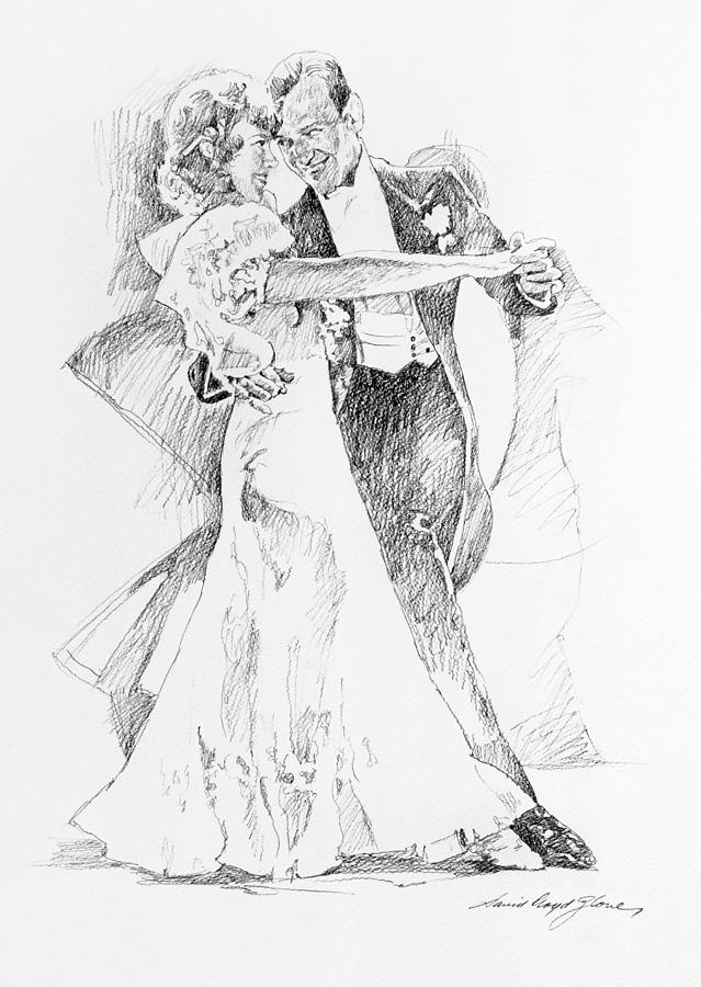 Fred Astaire Drawing - Fred and Ginger Top Hat #1 by David Lloyd Glover