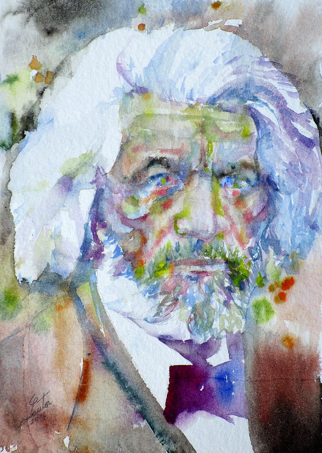 FREDERICK DOUGLASS - watercolor portrait #1 Painting by Fabrizio Cassetta