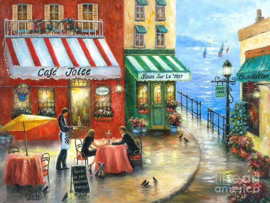 French Cafe By The Sea Painting by Vickie Wade