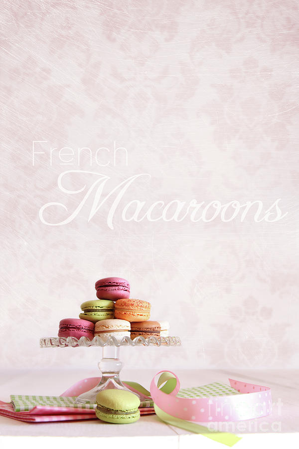 Cake Photograph - French macaroons on dessert tray #1 by Sandra Cunningham
