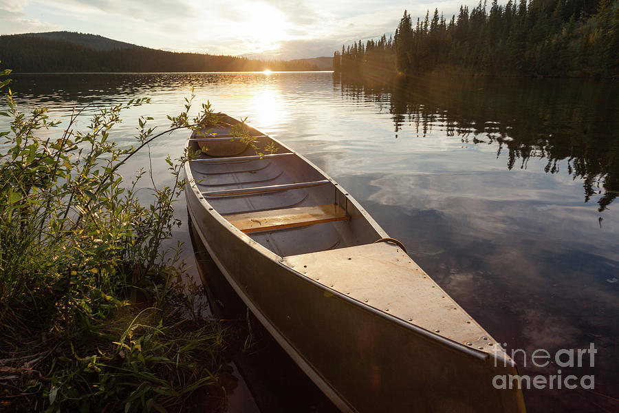 Frenchman Lake Yukon Canada canoe sunset scene Photograph by Stephan ...