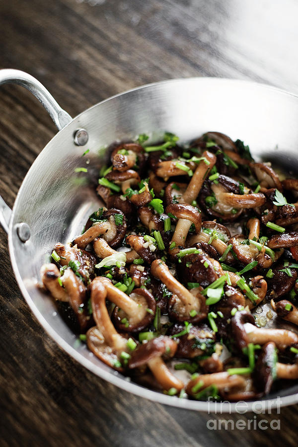 Fried Shiitake Mushrooms In Garlic Herb And Olive Oil Snack #1 Photograph by JM Travel Photography