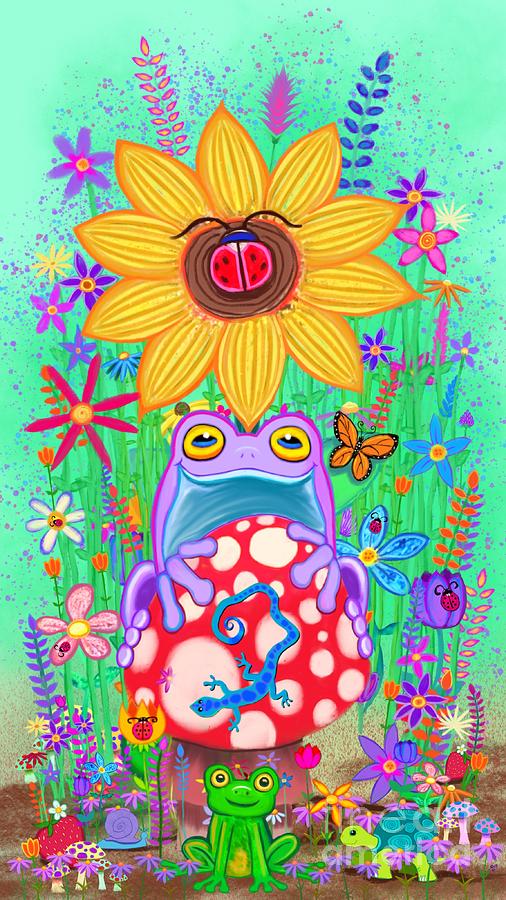 Frogs and Flowers #1 Digital Art by Nick Gustafson